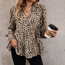 Chic Women's Blouse with Statement Puff Sleeves and Ruffle Details