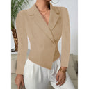 Chic Women's Blazer with Double-Breasted Design and Curved Hem