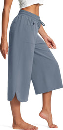 Chic Women's Culottes with Stretch Waist and Handy Pockets