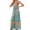 Floral Print Maxi Dress with Adjustable Bandeau