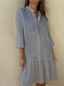 Chic Women's Ruffled Shirt Dress