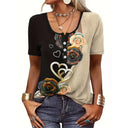 Floral Print Women's Blouse with Button Accents