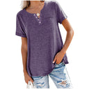 Stylish Women's T-Shirt with Button Accents and Relaxed Fit