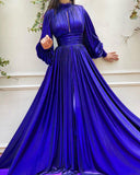 Chic Maxi Dress with Pleated Design for Fall