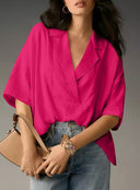 Chic Oversized Short Sleeve Blouse for Women