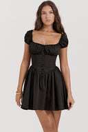Chic Women's Summer Dress with Puff Sleeves and Defined Waist