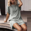 Short Sleeve Dress with Side Slits for Women