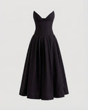 Chic Women's V-Neck Evening Dress with Flowy Skirt