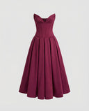 Chic Women's V-Neck Evening Dress with Flowy Skirt