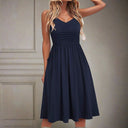 Chic Summer Midi Dress in Flowing Fabric