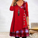 Chic Long-Sleeved Plaid Dress