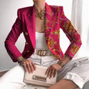 Chic Waist-Length Printed Blazer