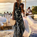 Sequin-Embellished V-Neck Flowing Dress