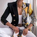 Chic Waist-Length Printed Blazer