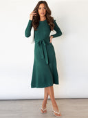 Chic Long Sleeve Knit Dress - Trendy 2024 Style