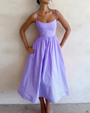 Chic Midi Dress with Spaghetti Straps