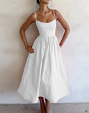 Chic Midi Dress with Spaghetti Straps