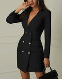 Chic White Blazer Jacket with Double Buttons