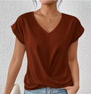 Women's V-Neck Short Sleeve Blouse
