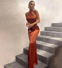 Chic Satin Maxi Dress for Festive Occasions