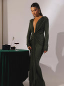 Glitter V-Neck Maxi Dress for Stunning Style