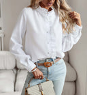 Women's Ruffle Stripe Blouse for Chic Style