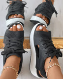 Orthopedic Muffin Sandals with Cutout and Lacing