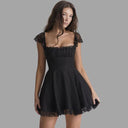 Lace-Trimmed Flowing Skirt Dress