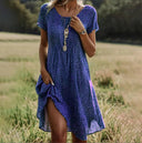 Chic Round Neck Short Dress