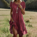 Chic Round Neck Short Dress