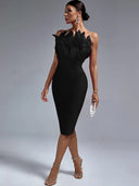 Chic Feather Bandage Dress for Trendy Women