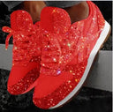Sequin-Embellished Glitter Sneakers for Women