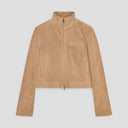 Chic Suede-Style Cropped Jacket with Zipper