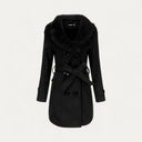 Chic Women’s Faux Fur Collar Trench Coat