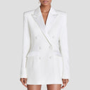 Chic Satin Lapel Blazer Dress for Work & Evening Wear