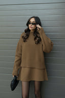Chic Women's Knit Sweater and Mini Skirt Ensemble