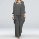 Chic Women's Wide-Leg Trousers & Longline Jacket Ensemble for Formal Events