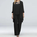 Chic Women's Wide-Leg Trousers & Longline Jacket Ensemble for Formal Events
