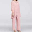 Chic Women's Wide-Leg Trousers & Longline Jacket Ensemble for Formal Events