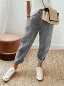 Chic Striped Cotton Trousers for Everyday Wear