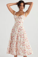 Chic Floral Print Bustier Dress