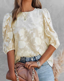 Trendy Puff-Sleeved Chiffon Top