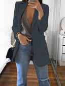 Chic Solid Color Business Blazer with Open Front