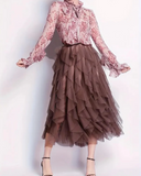 Women's Ruffled Midi Skirt for Stylish Looks