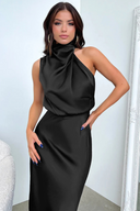 Asymmetrical Round Neck Midi Dress