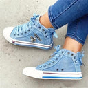 Denim-Inspired Sneaker with Zipper Design
