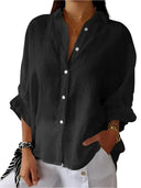 Chic Women's Solid Color Blouse for Summer