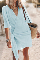 Chic Wrap Neckline Beach Dress for Women