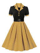 Chic Vintage Polka Dot Dress for Fall Women