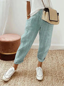 Chic Striped Cotton Trousers for Everyday Wear